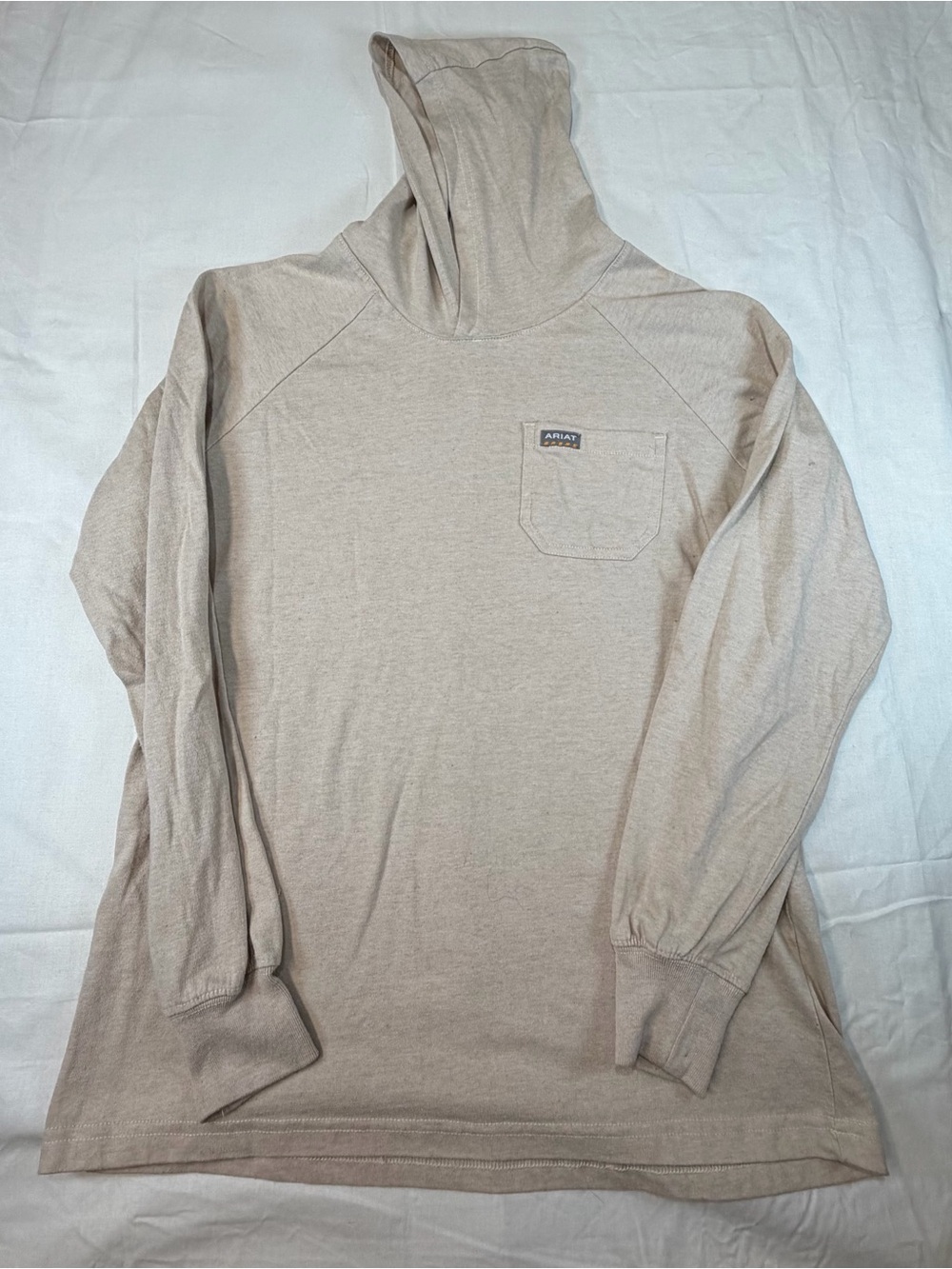Ariat Rebar Men's Lightweight Hooded long sleeve work Shirt in Light Beige